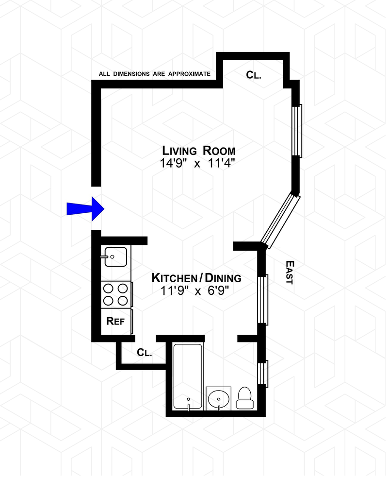 Floorplan for 245 West 75th Street, 3H
