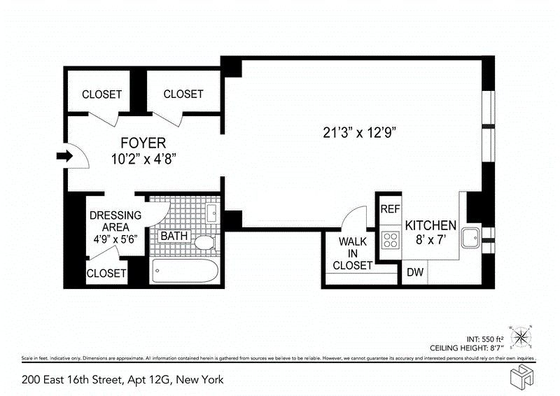 Floorplan for 200 East 16th Street, 12G