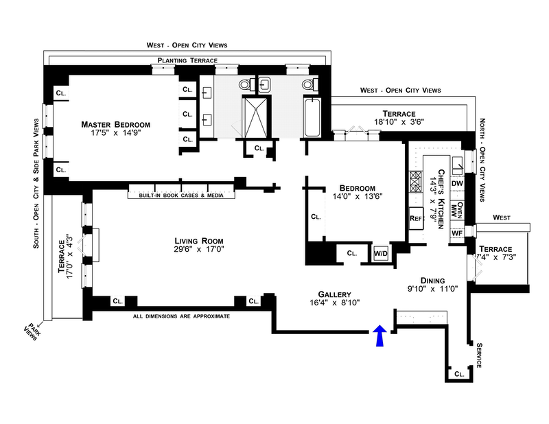 Floorplan for 145 Central Park West, 14A