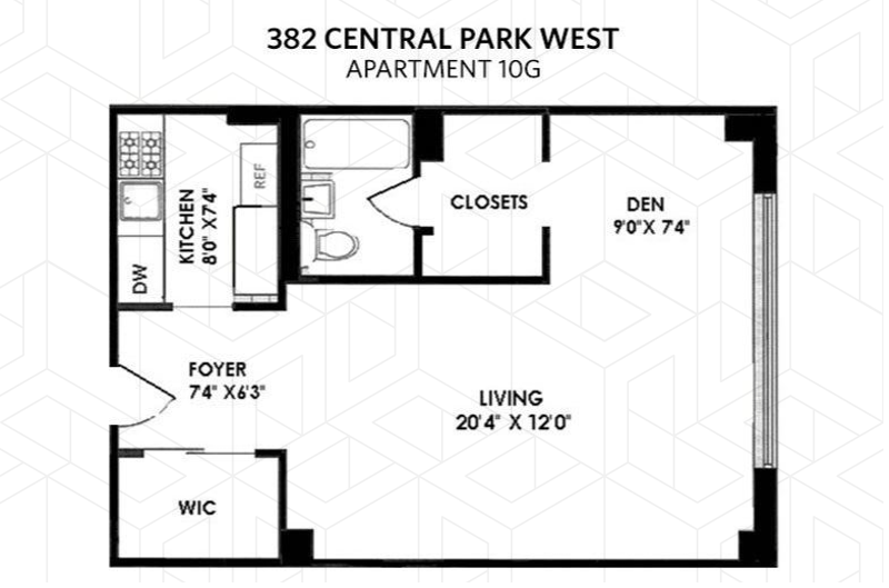 Floorplan for 382 Central Park West, 10G