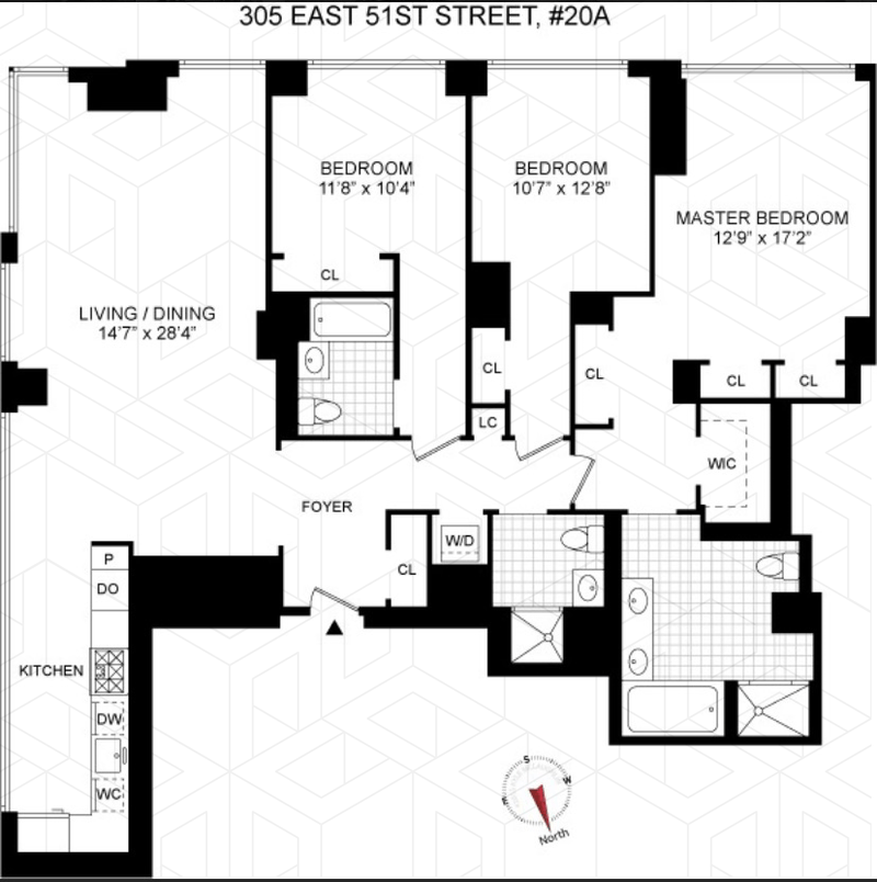 Floorplan for 305 East 51st Street, 19A