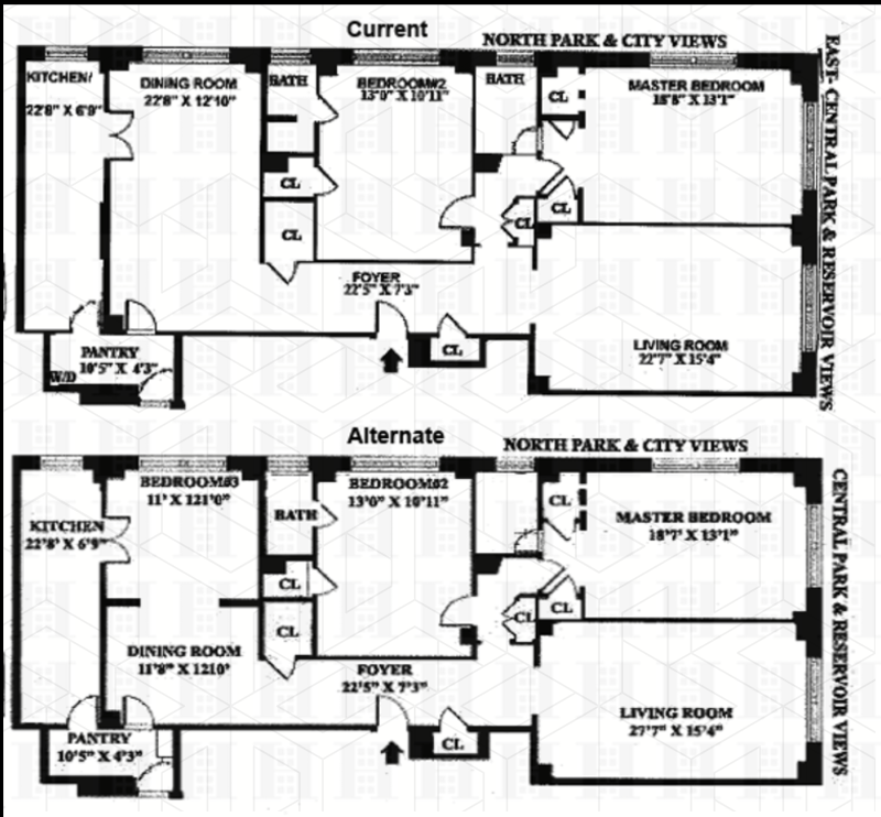Floorplan for 327 Central Park West, 14B