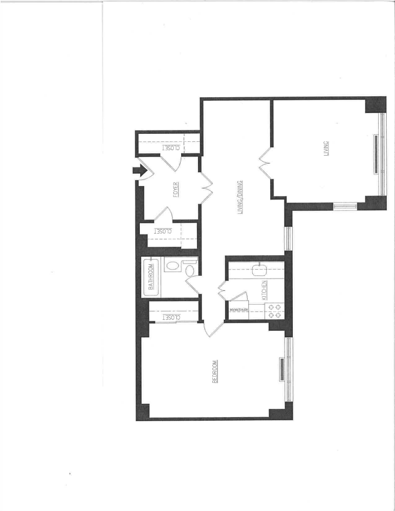 Floorplan for 57th/5th Huge No Fee 4 Room Conv 2BR