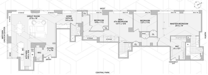Floorplan for 111 West 67th Street, 26A