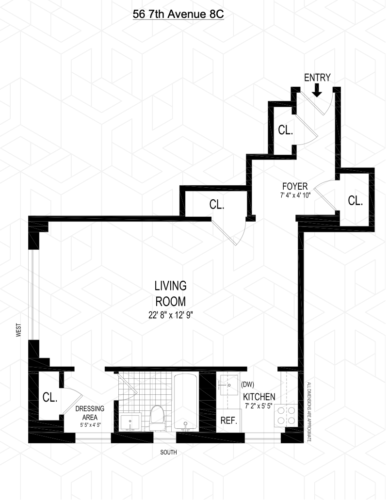 Floorplan for 56 Seventh Avenue, 6C