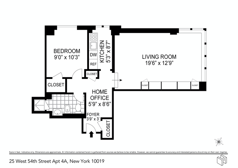 Floorplan for 25 West 54th Street, 4A
