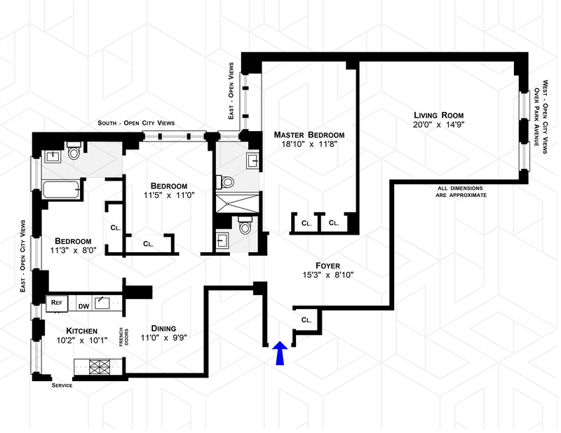 Floorplan for 1009 Park Avenue, 10B