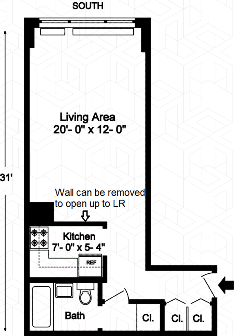 Floorplan for 430 West 34th Street, 17J
