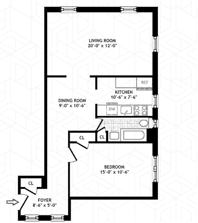 Floorplan for 215 West 105th Street, 2B