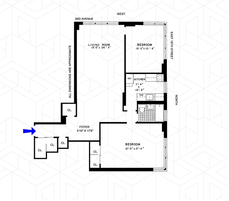 Floorplan for 200 East 15th Street, 11H