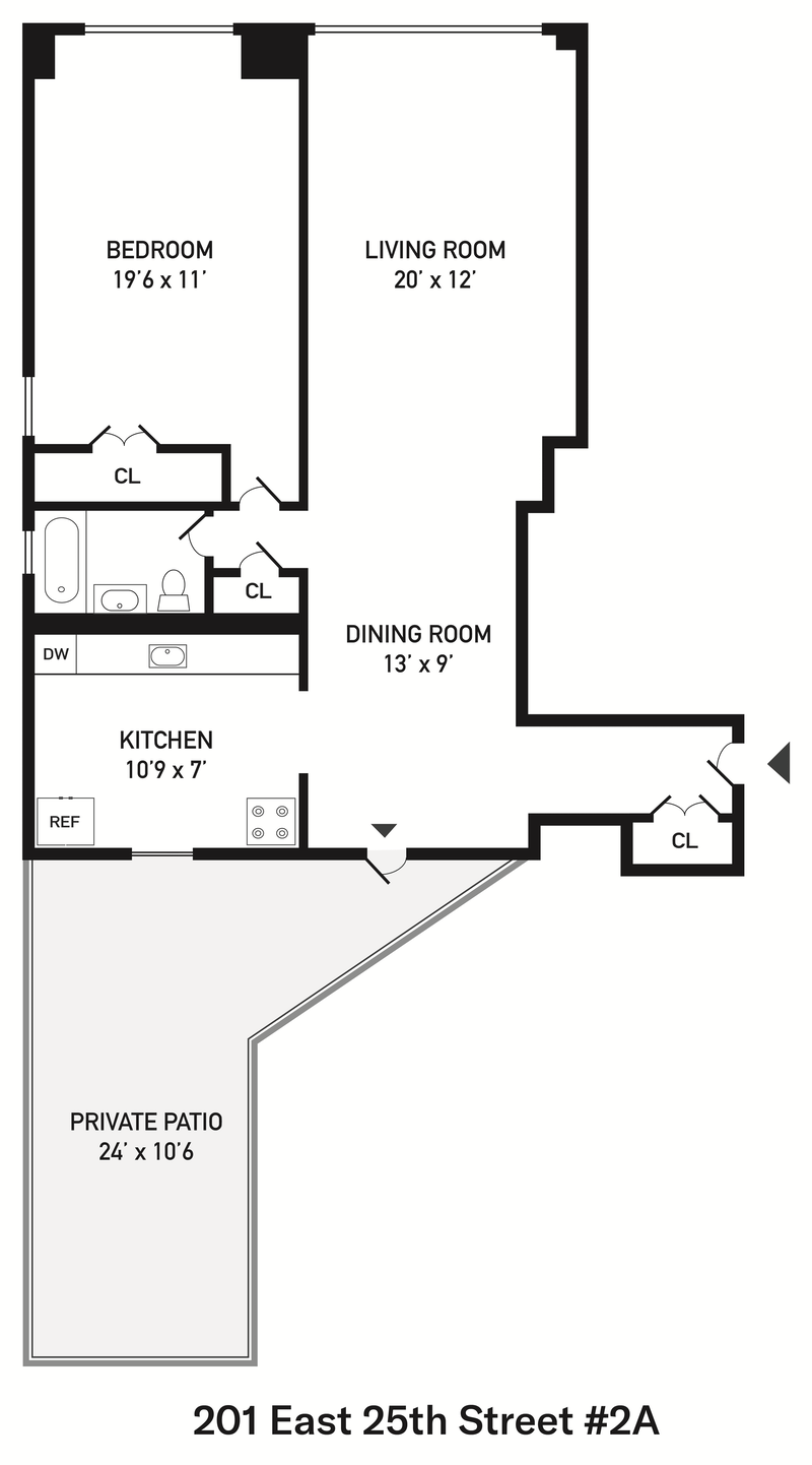 Floorplan for 201 East 25th Street, 2A