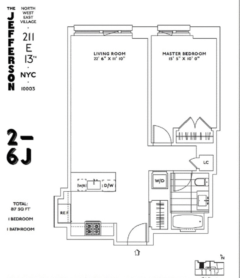 Floorplan for 211 East 13th Street, 5J
