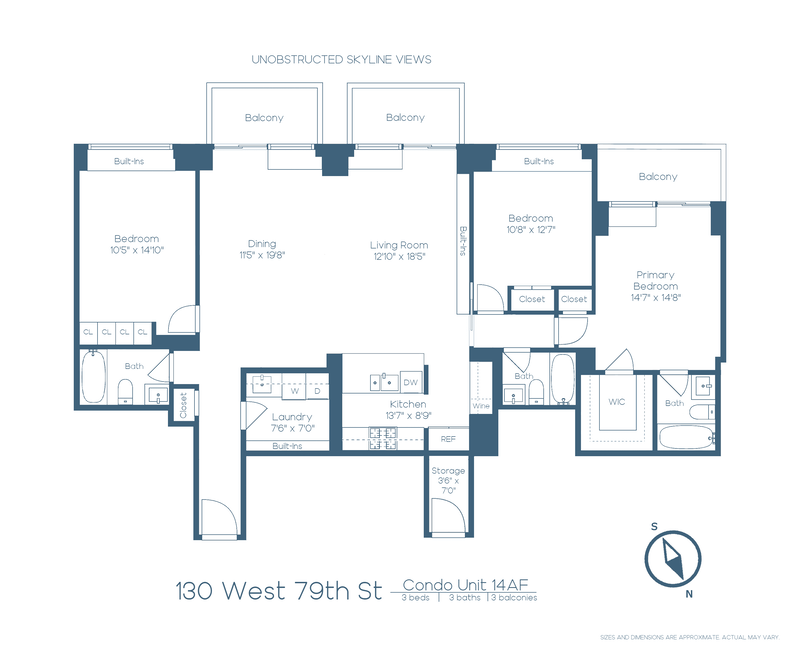 Floorplan for 130 West 79th Street, 14AF