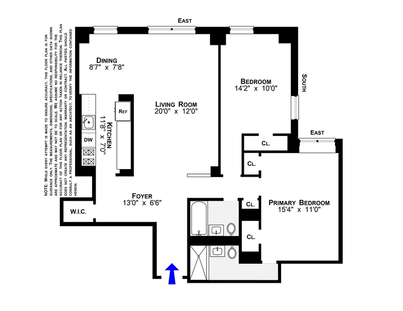 Floorplan for 191 Willoughby St, 7L