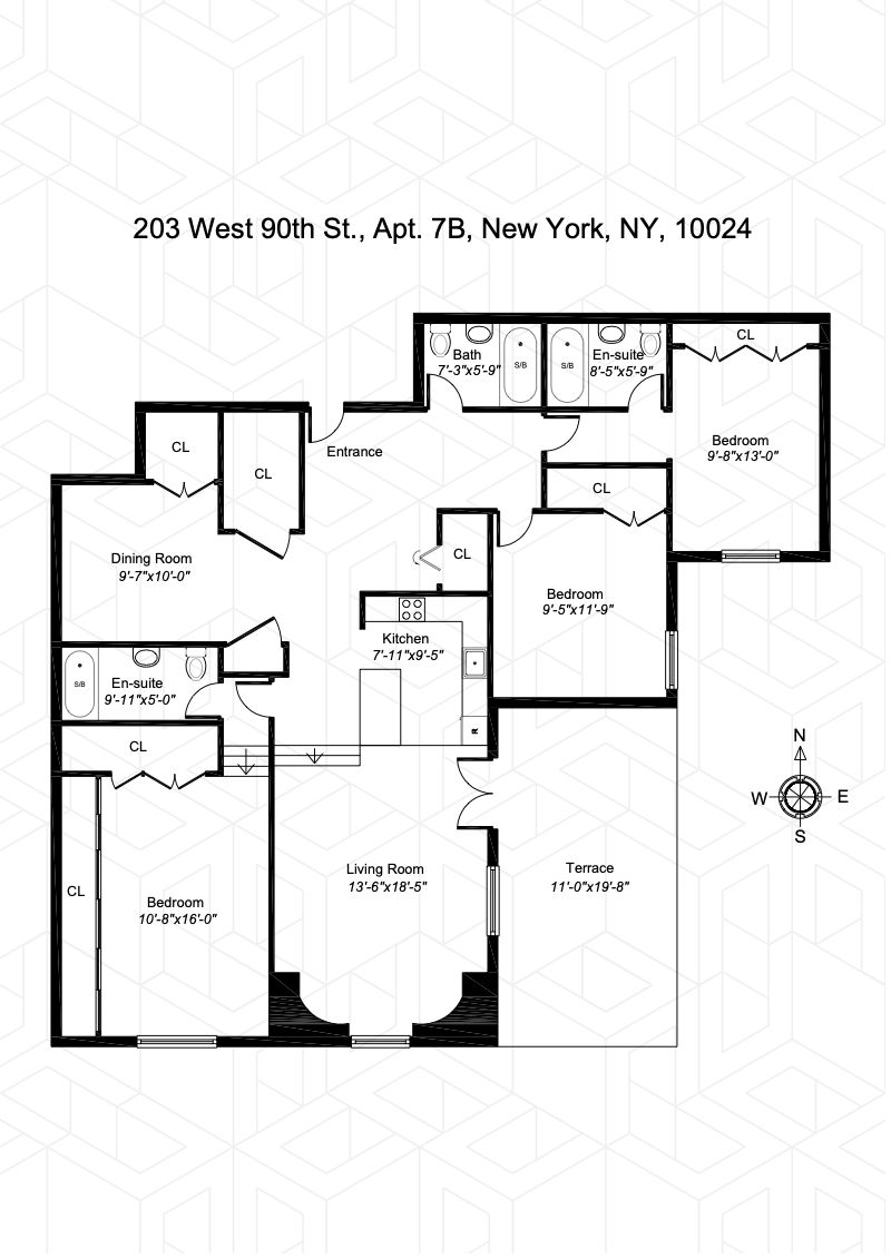 Floorplan for 203 West 90th Street, 7B