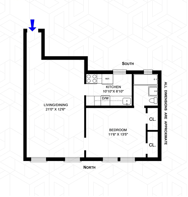 Floorplan for 245 West 75th Street, 5F