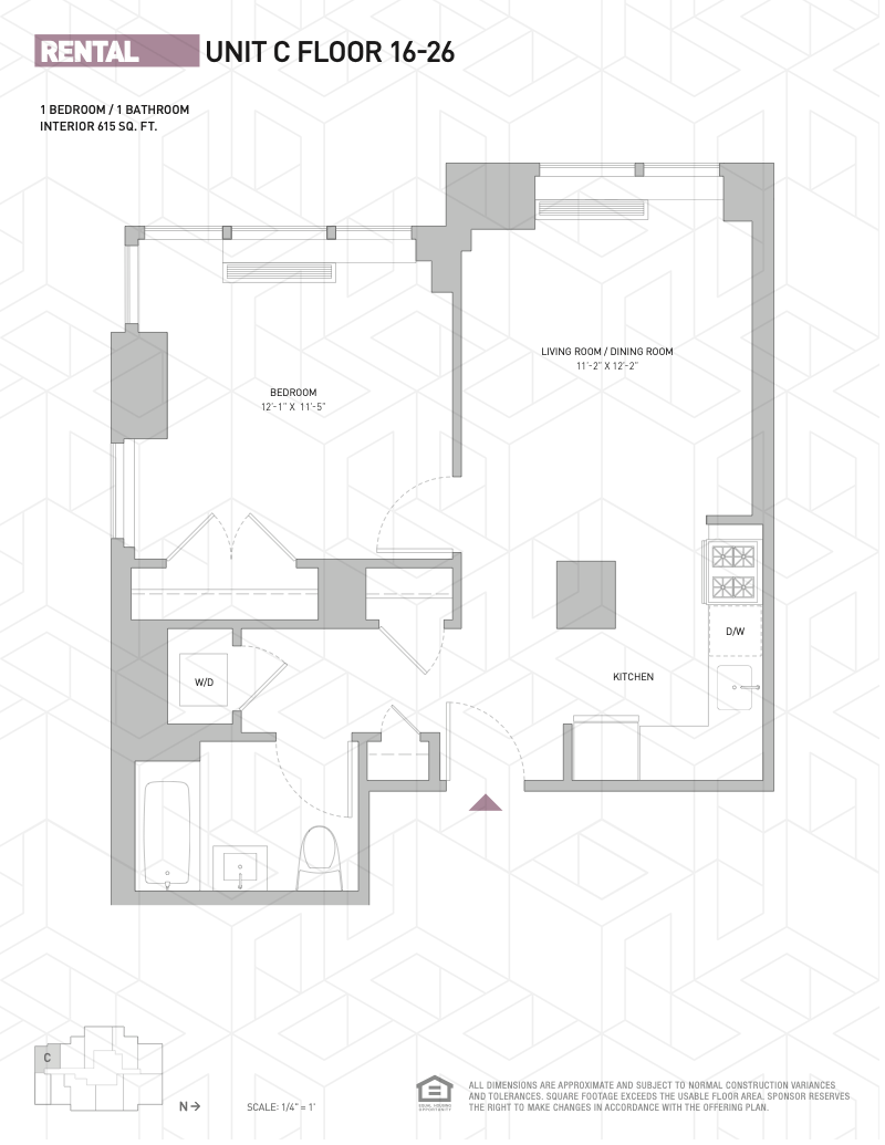 Floorplan for 388 Bridge Street, 18C