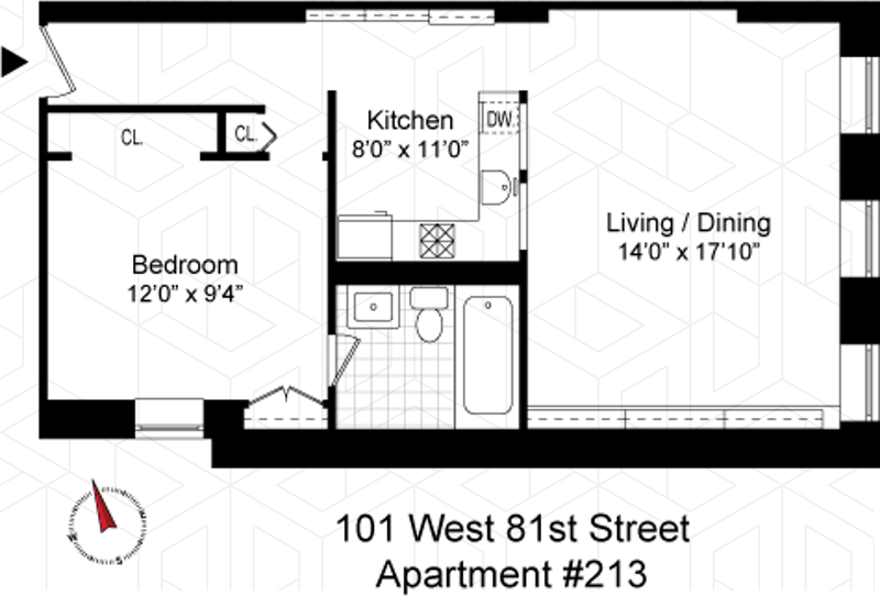 Floorplan for 101 West 81st Street, 213