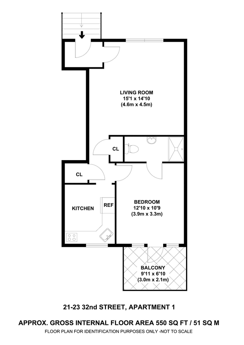 Floorplan for 21-23 32nd Street, 1