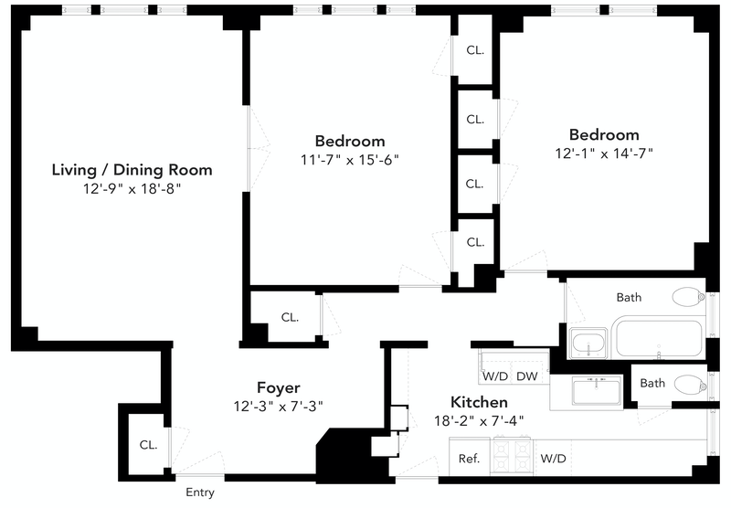 Floorplan for 41 West 96th Street, 15C