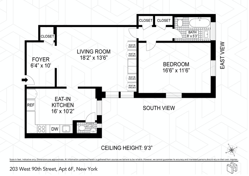 Floorplan for 203 West 90th Street, 6F