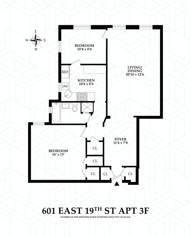 Floorplan for 601 East 19th Street, 3F