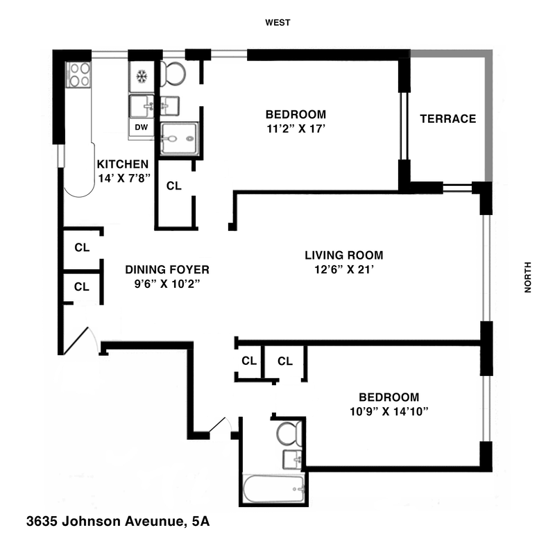 Floorplan for 3635 Johnson Avenue, 5A