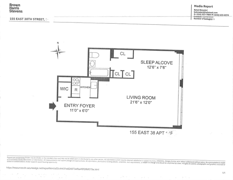 Floorplan for 155 East 38th Street, 9F