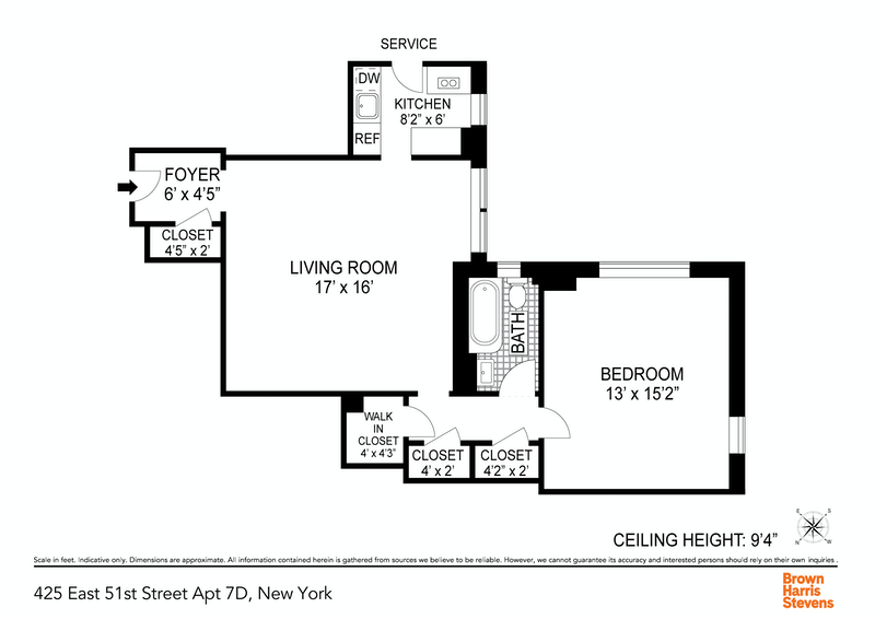 Floorplan for 425 East 51st Street, 7D