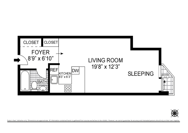 Floorplan for 184 Thompson Street, 4P