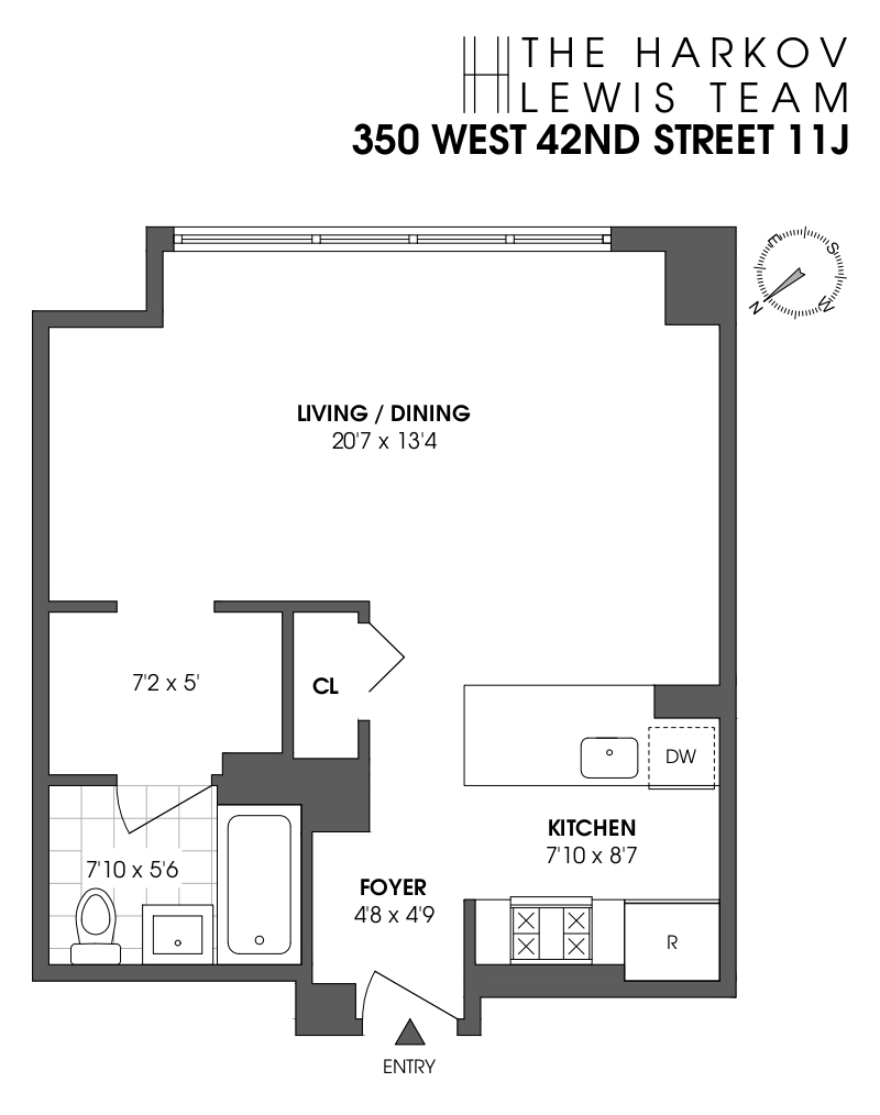 Floorplan for 350 West 42nd Street, 11J