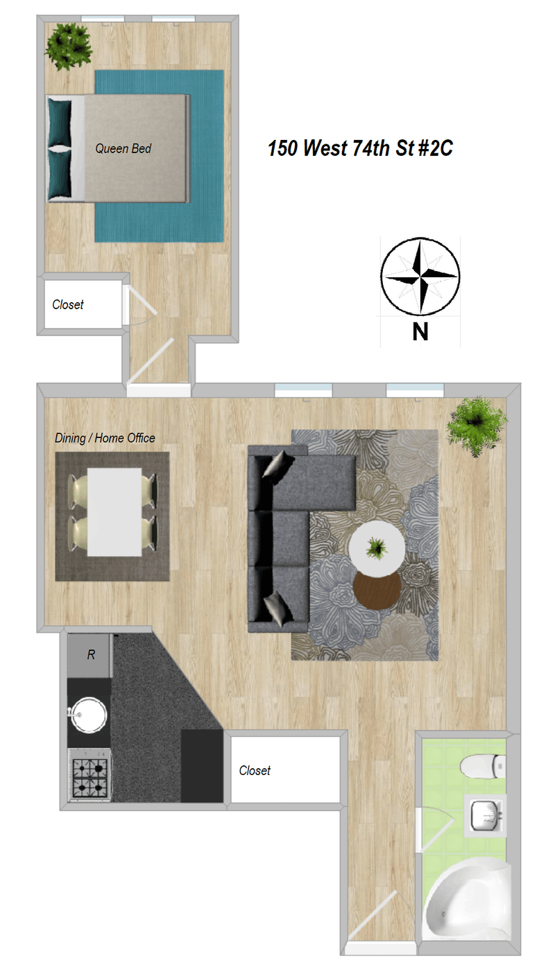 Floorplan for 150 West 74th Street, 2C