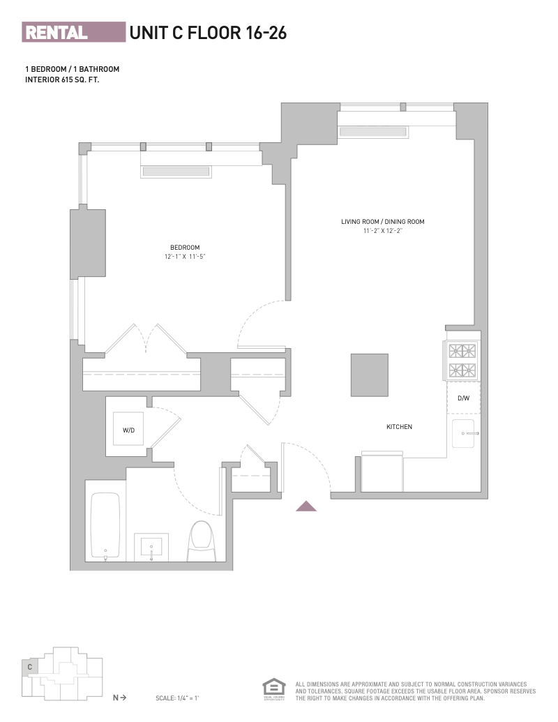 Floorplan for 388 Bridge Street, 26C