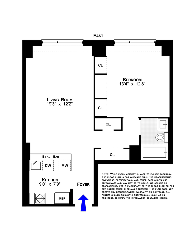 Floorplan for 301 West 53rd Street, 25H