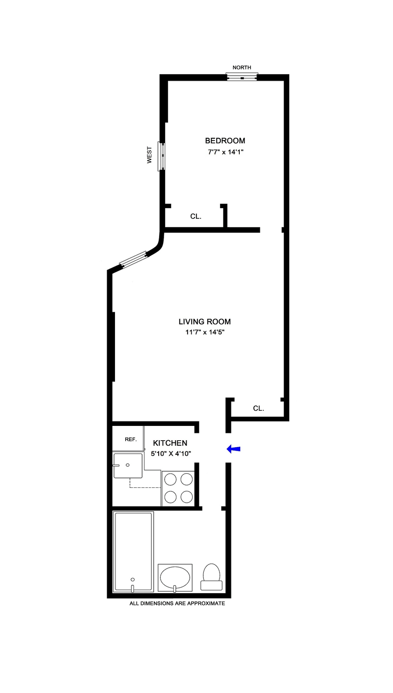 Floorplan for 437 West 48th Street, 1B