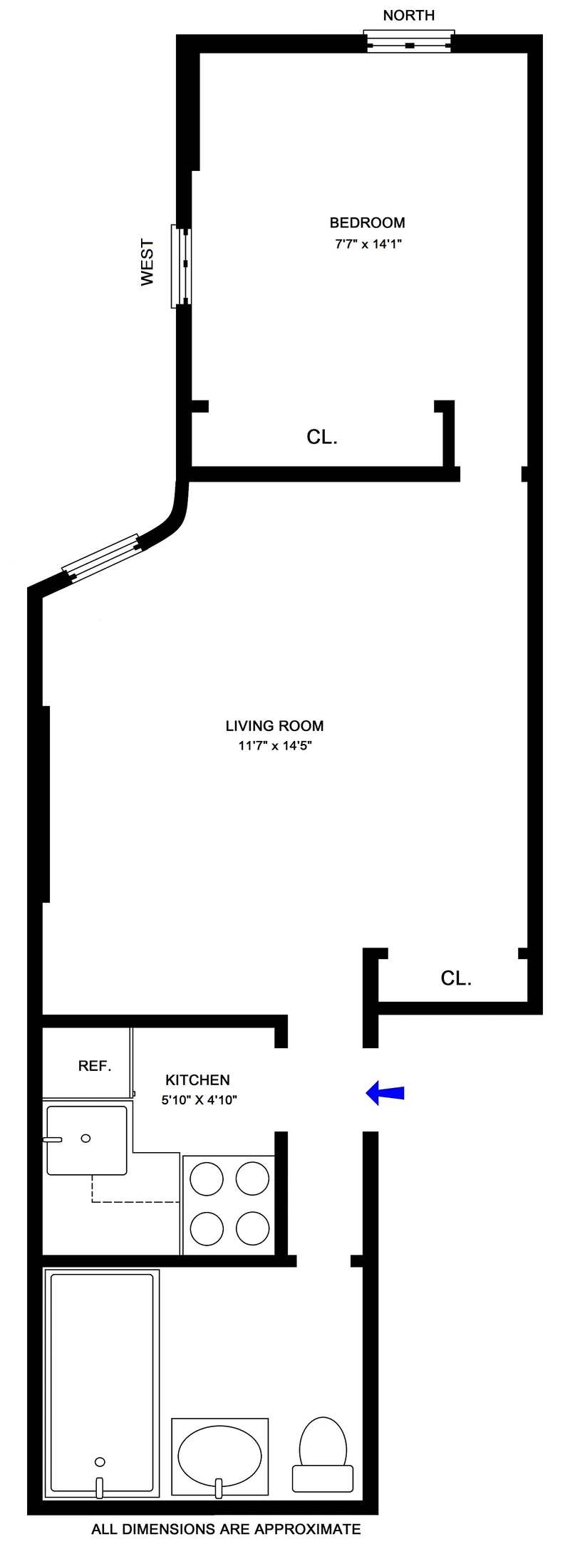 Floorplan for 437 West 48th Street, 2B