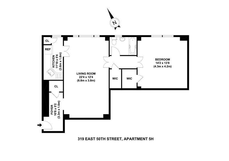 Floorplan for 319 East 50th Street, 5H