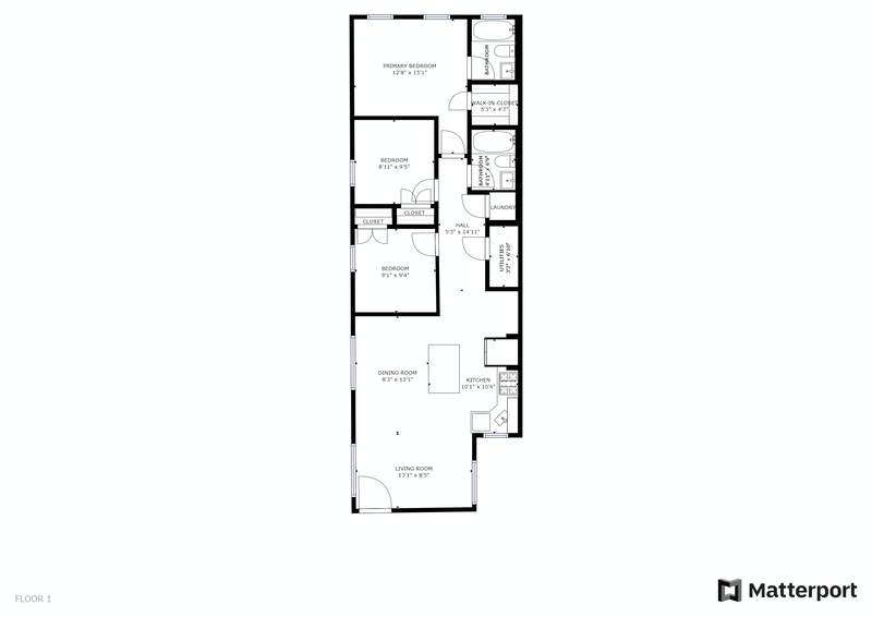 Floorplan for 3 Bed, 2 Bath W/ Common Roof Space