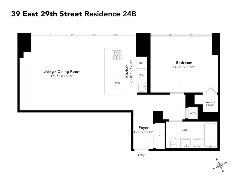 Floorplan for 39 East 29th Street, 24B