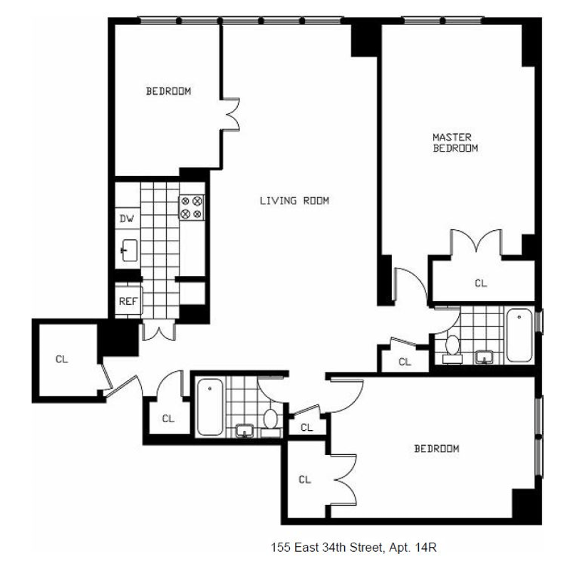 Floorplan for 155 East 34th Street, 14R