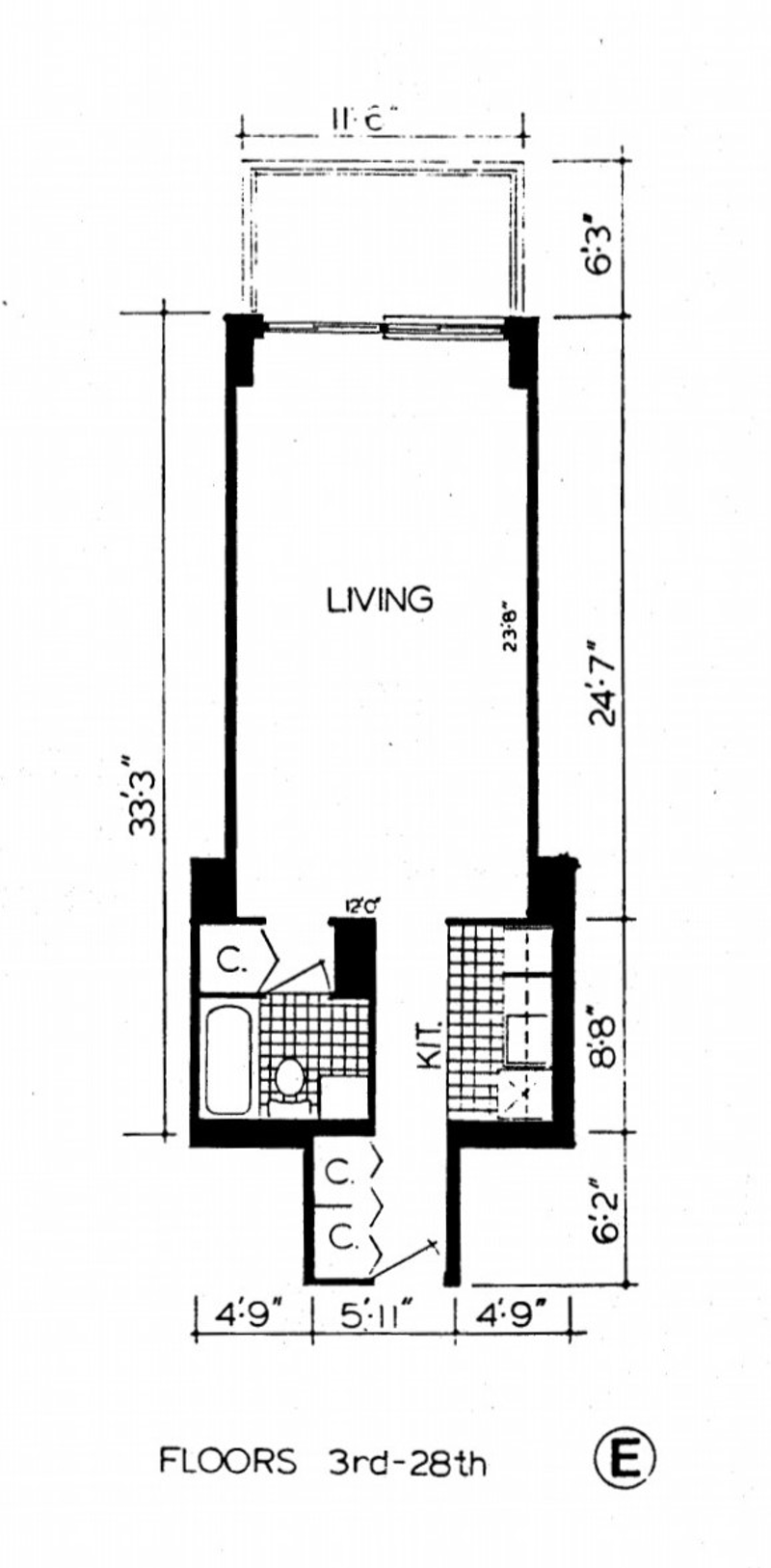 Floorplan for 347 West 57th Street, 28E