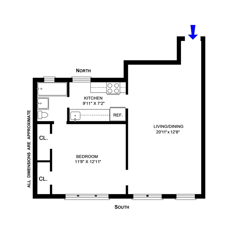 Floorplan for 245 West 75th Street, 6C