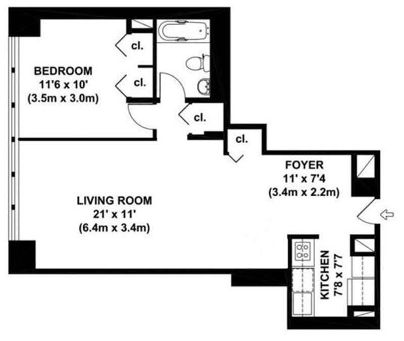 Floorplan for 301 East 45th Street, 16F