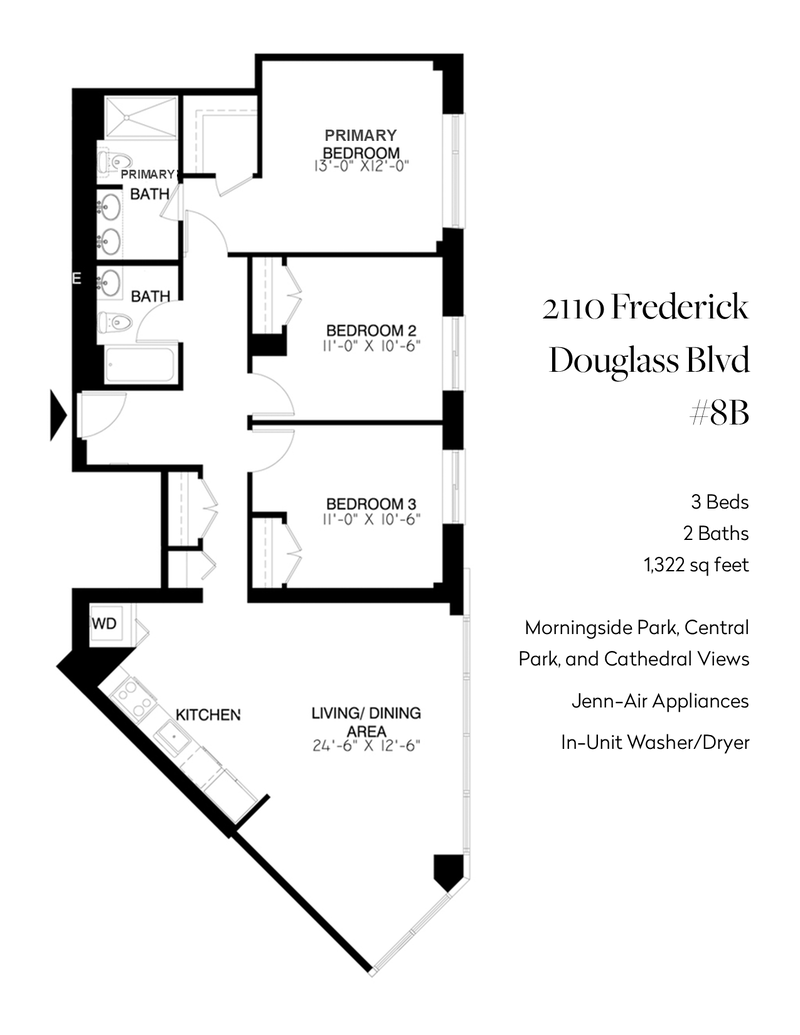 Floorplan for 2110 Frederick Douglass B, 8B