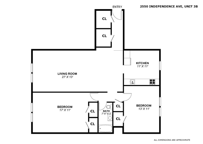 Floorplan for 2550 Independence Ave, 3B