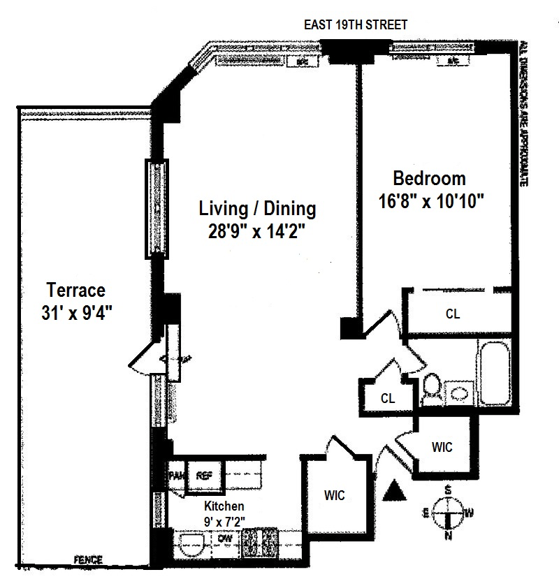 Floorplan for 201 East 19th Street, 14D