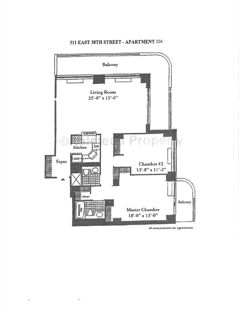 Floorplan for 311 East 38th Street, 22A