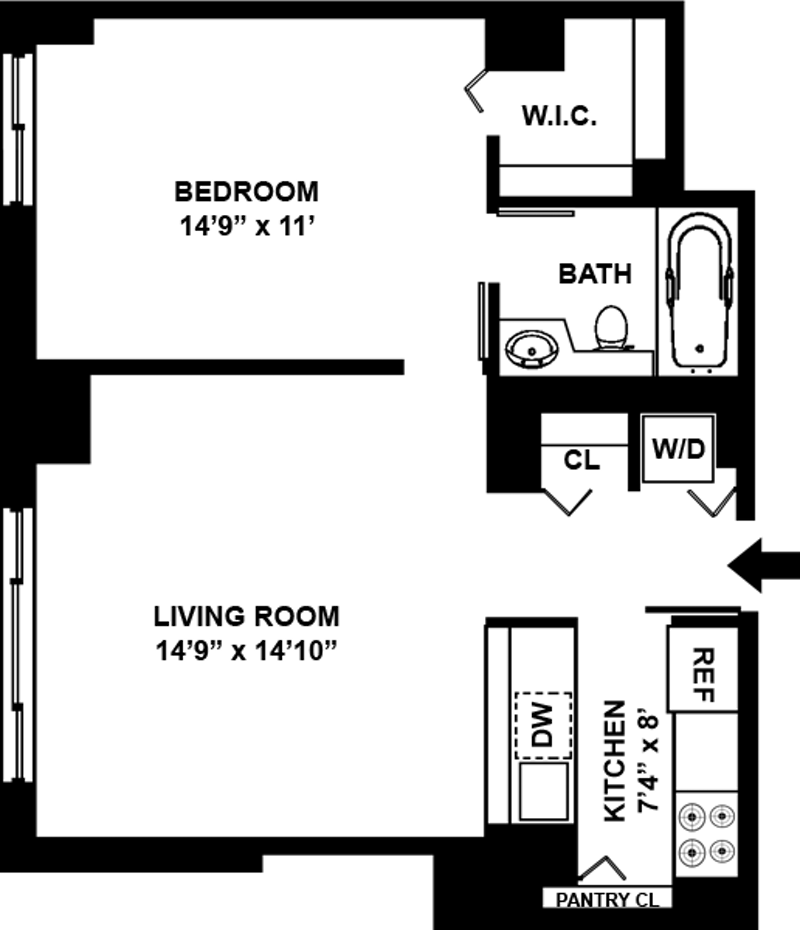 Floorplan for 101 West 79th Street, 9H
