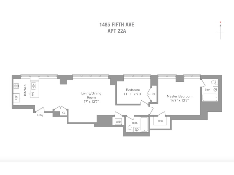 Floorplan for 1485 Fifth Avenue, 22A
