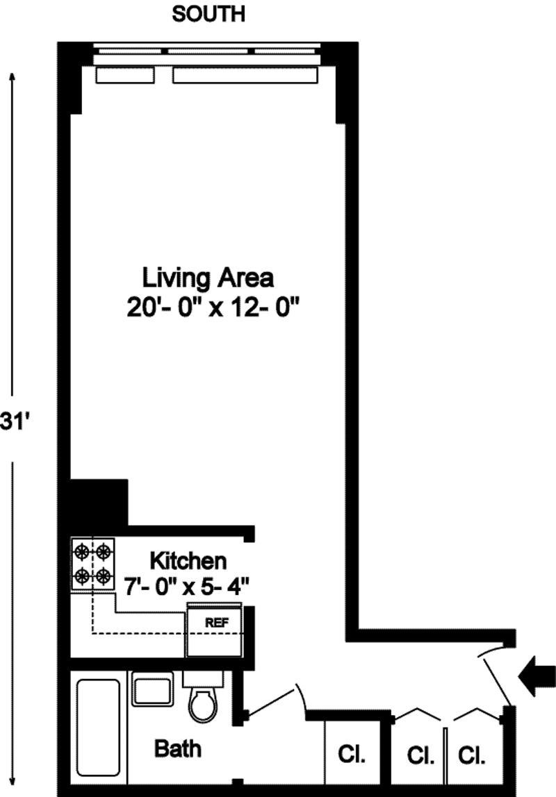 Floorplan for 430 West 34th Street, 7J